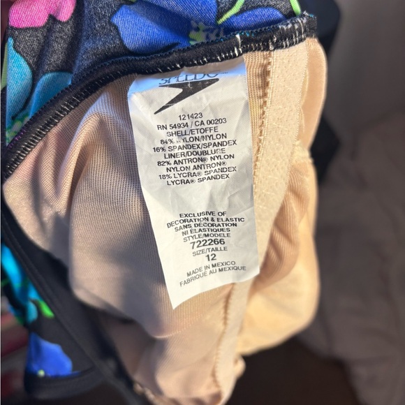 NWOT VTG 90s Speedo Black+ Neon Floral Low Back Retro One Piece Women’s L - Picture 6 of 7